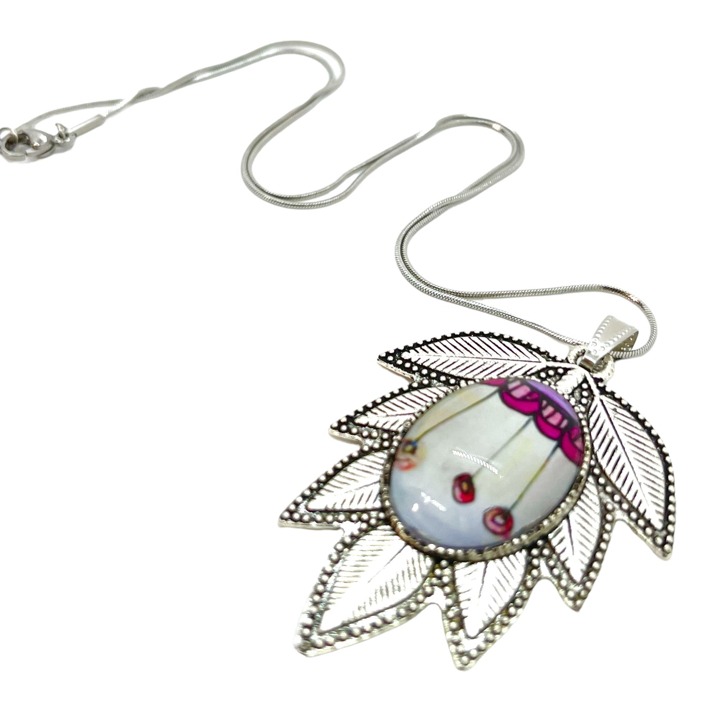 Leafy Lavender Flower Necklace