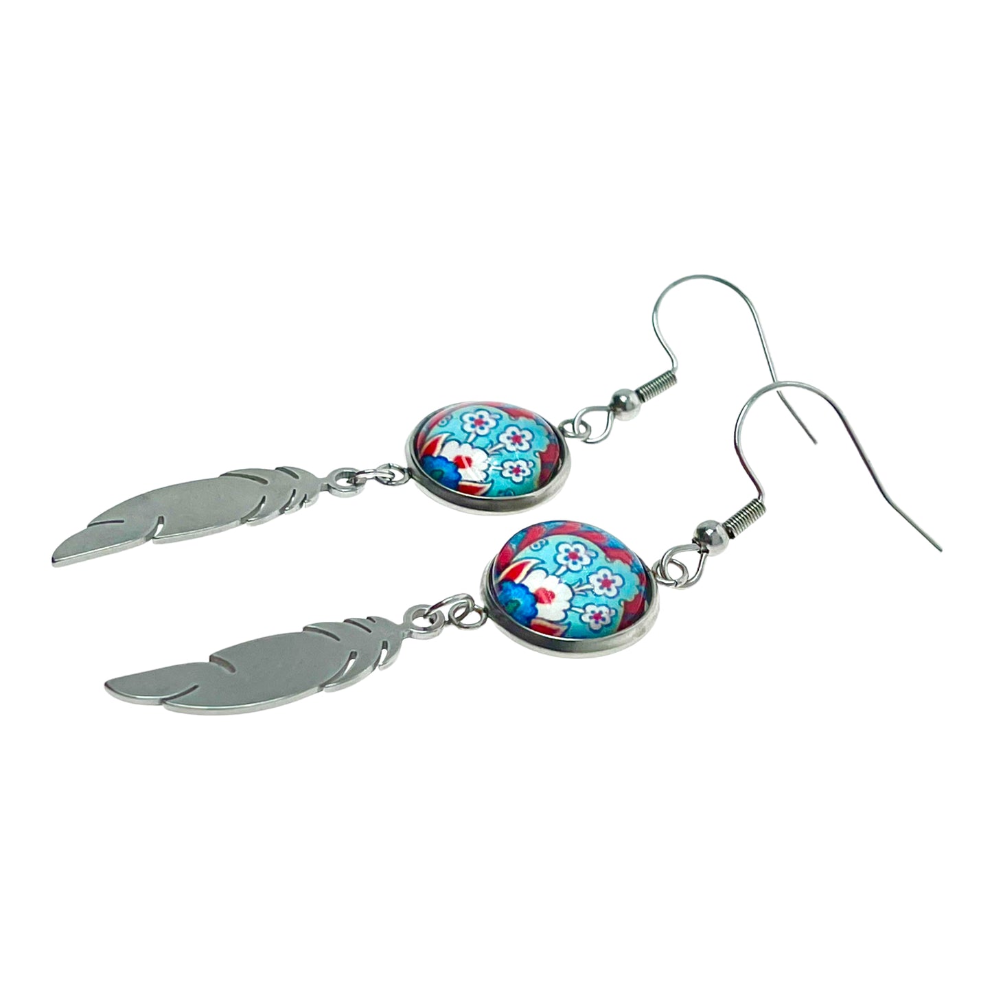 Frilly Flower Feather Earrings
