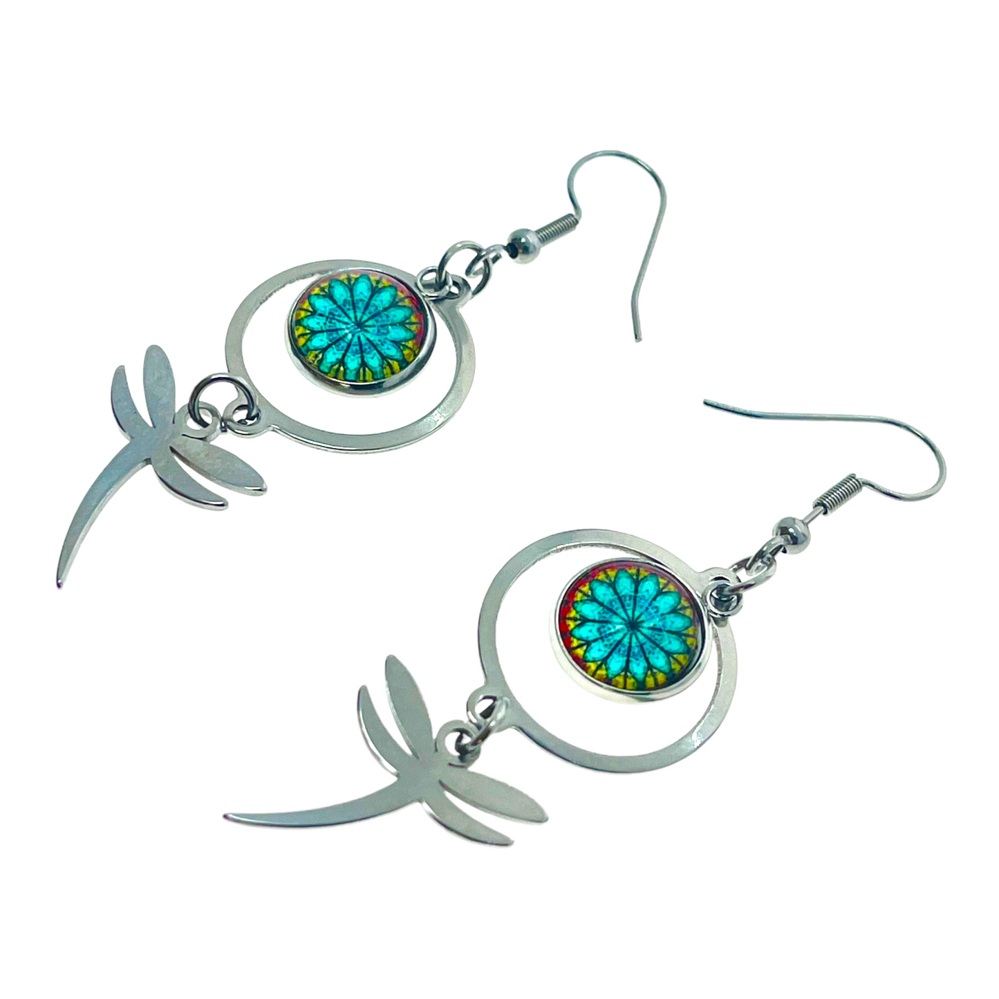 Blue Iris Dragonfly Earrings