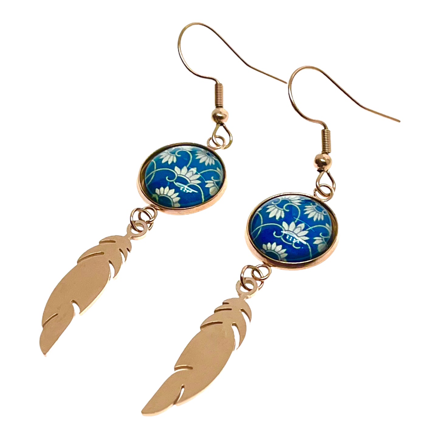 Blue Belle Feather Earrings