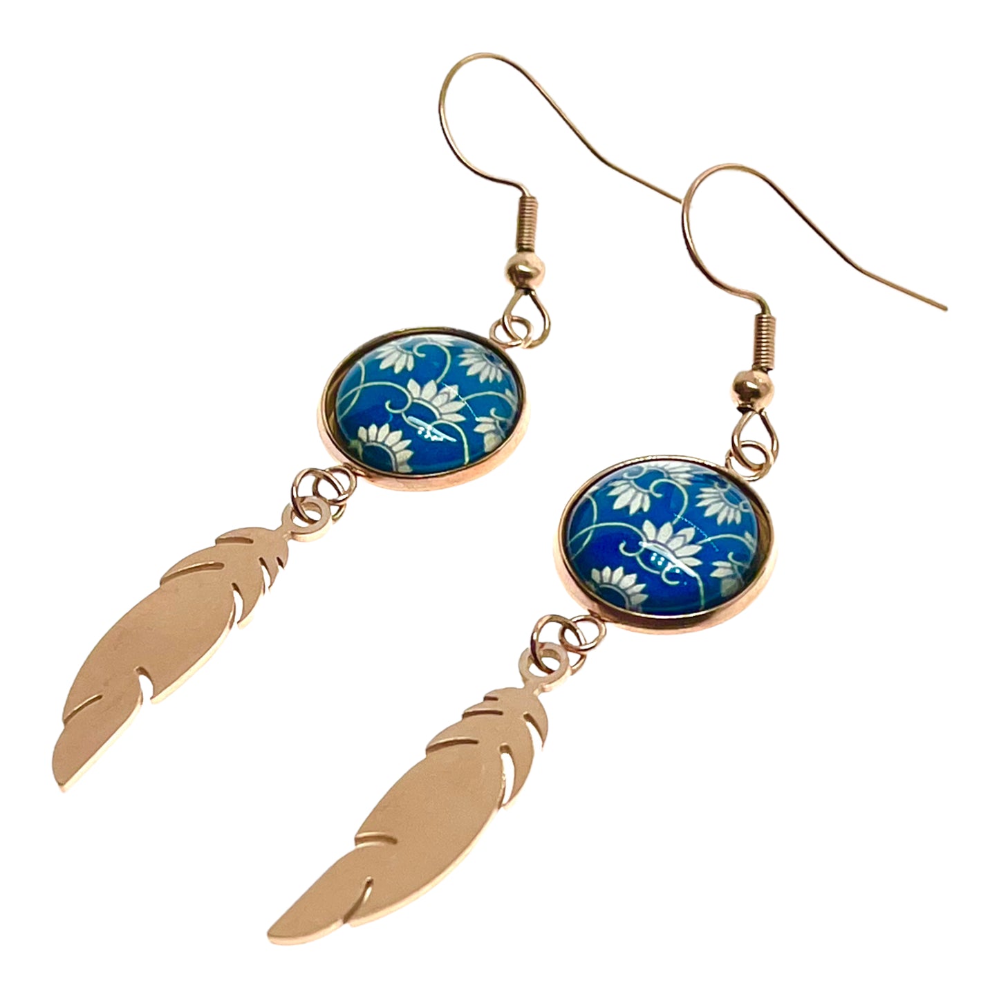 Blue Belle Feather Earrings