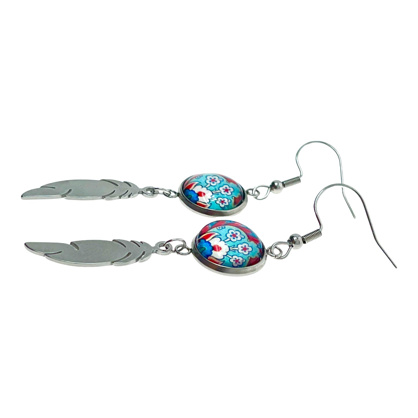 Frilly Flower Feather Earrings