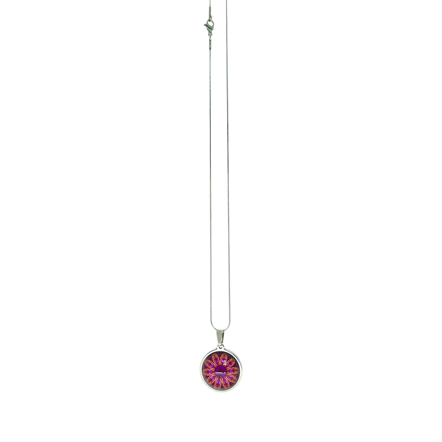 Magenta Daisy Small Round Necklace