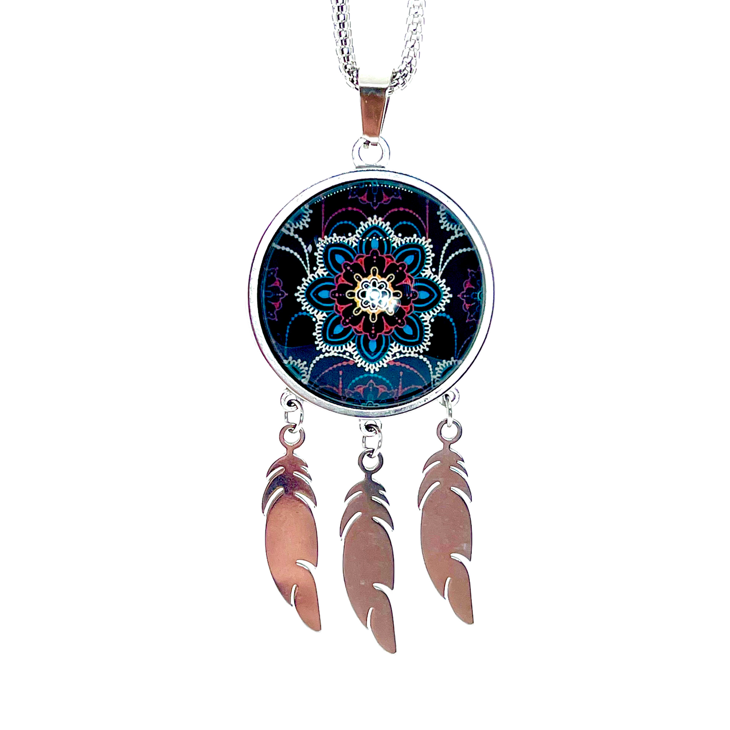Night Lace Feather Dreamcatcher Necklace