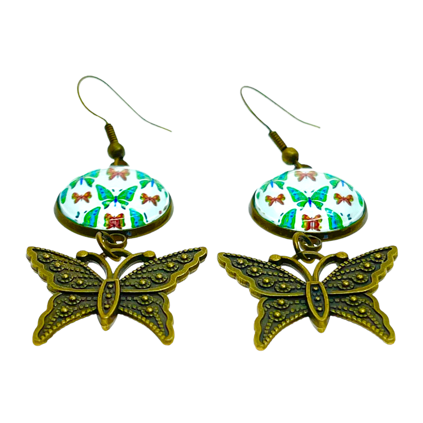Emerald Butterfly Dangle Earrings