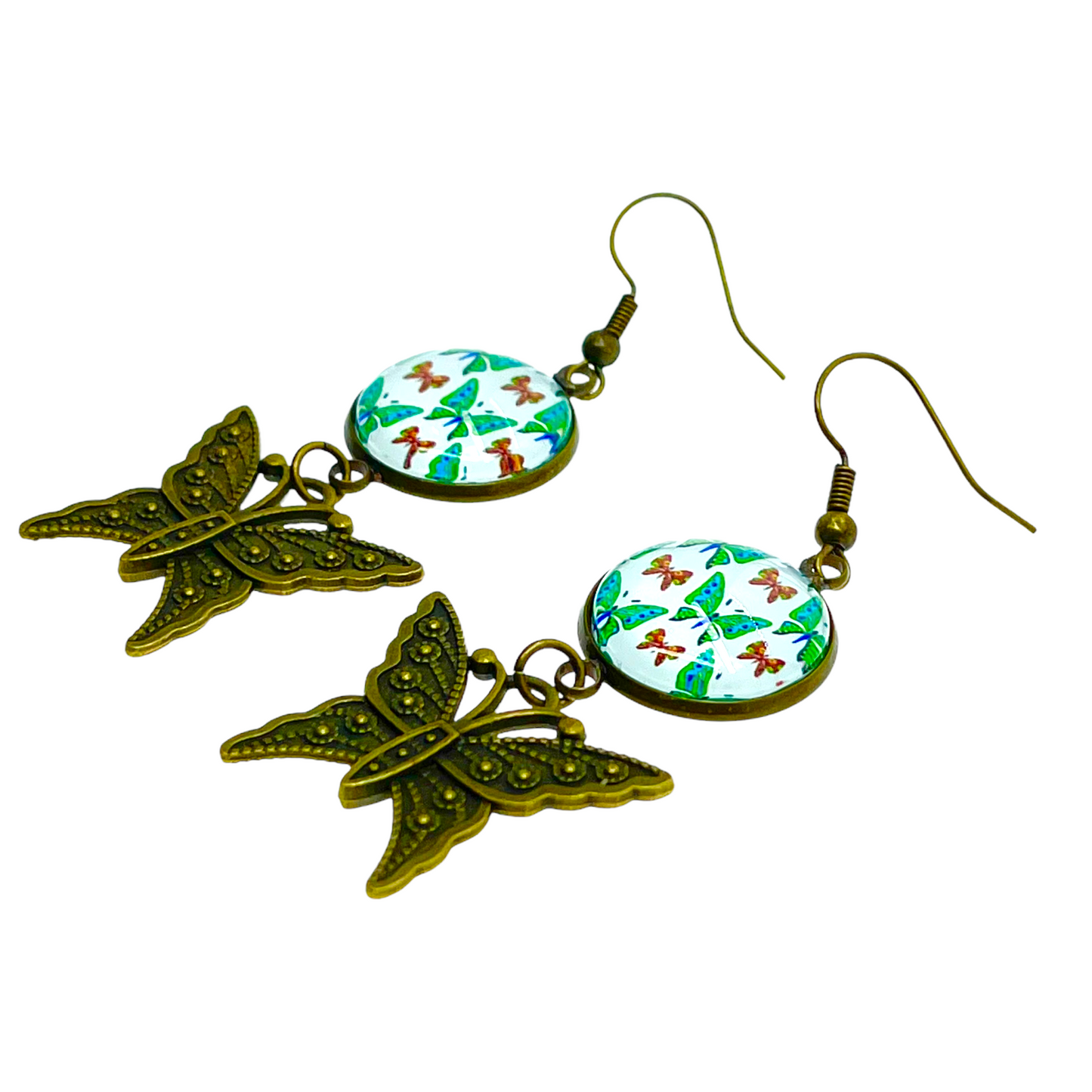 Emerald Butterfly Dangle Earrings