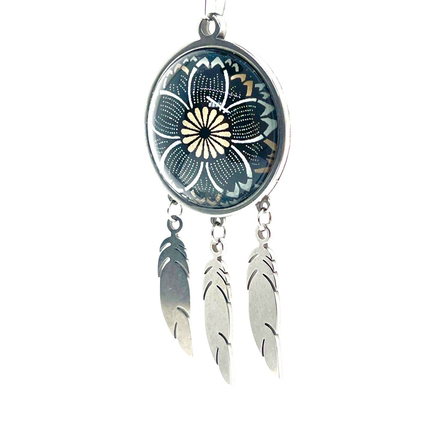 Dreamy Daisy Feather Dreamcatcher Necklace