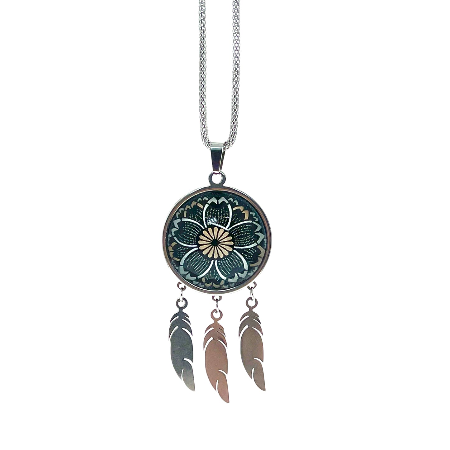 Dreamy Daisy Feather Dreamcatcher Necklace