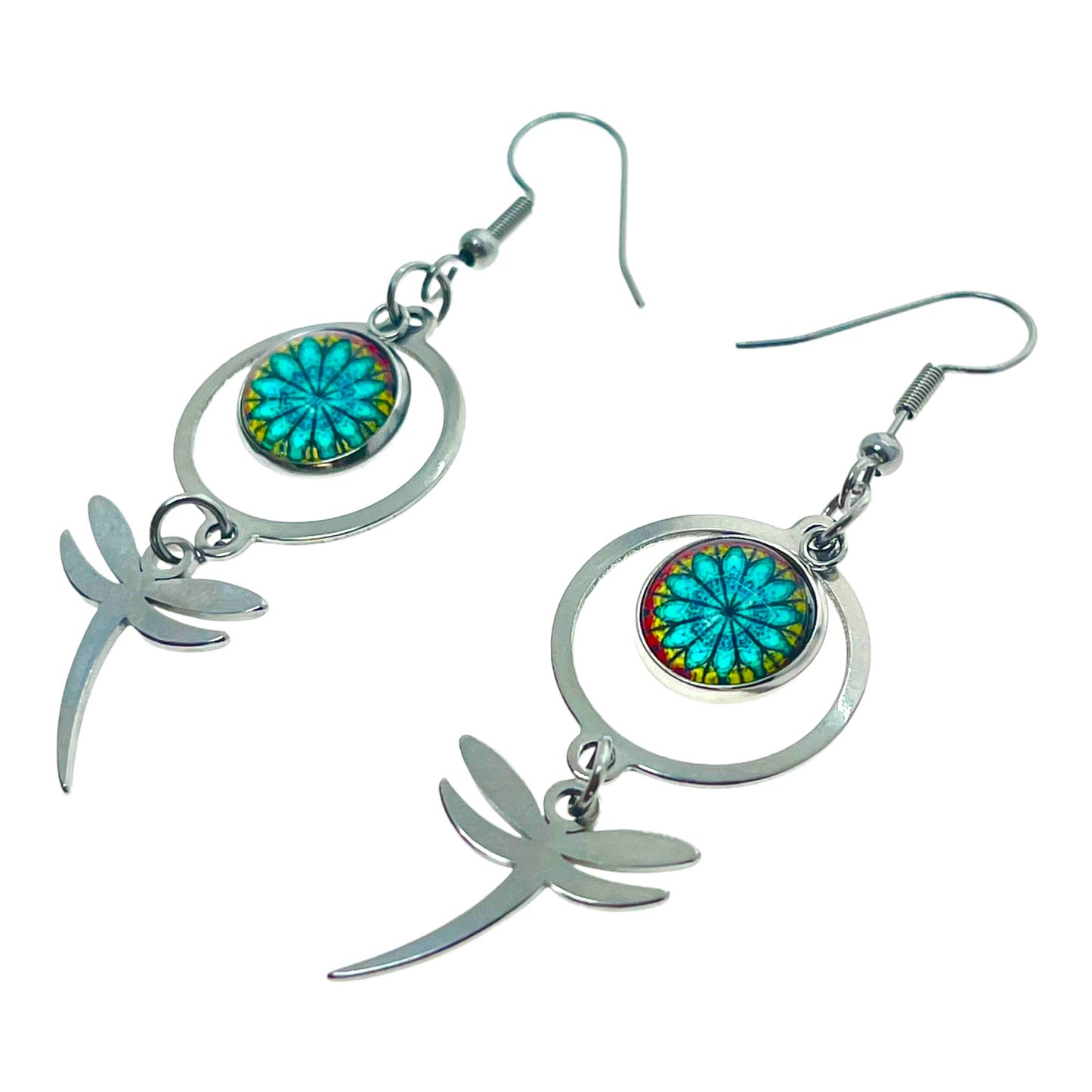 Blue Iris Dragonfly Earrings