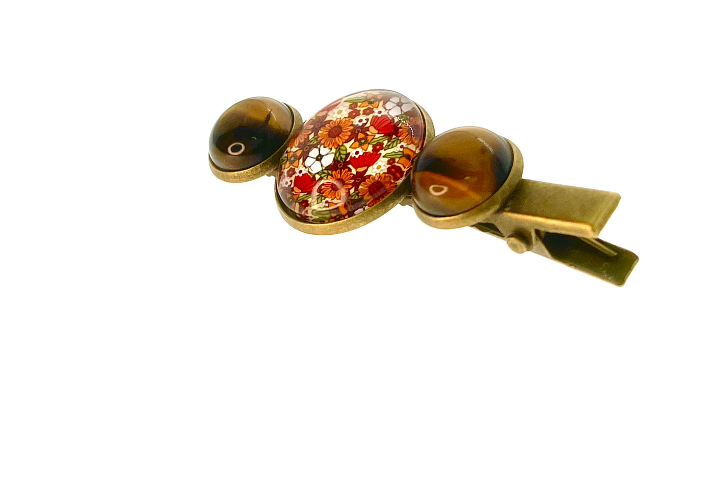 Tiger’s Eye Floral Hair Clip