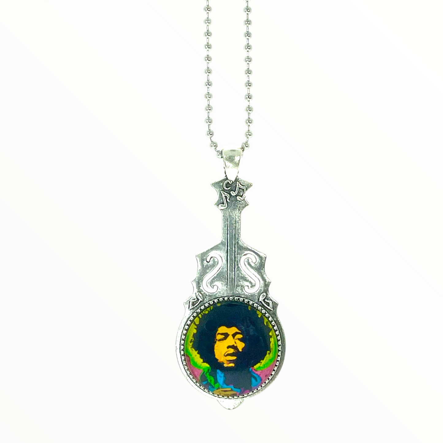 Jimi Hendrix Inspired Psychedelic Guitar Necklace
