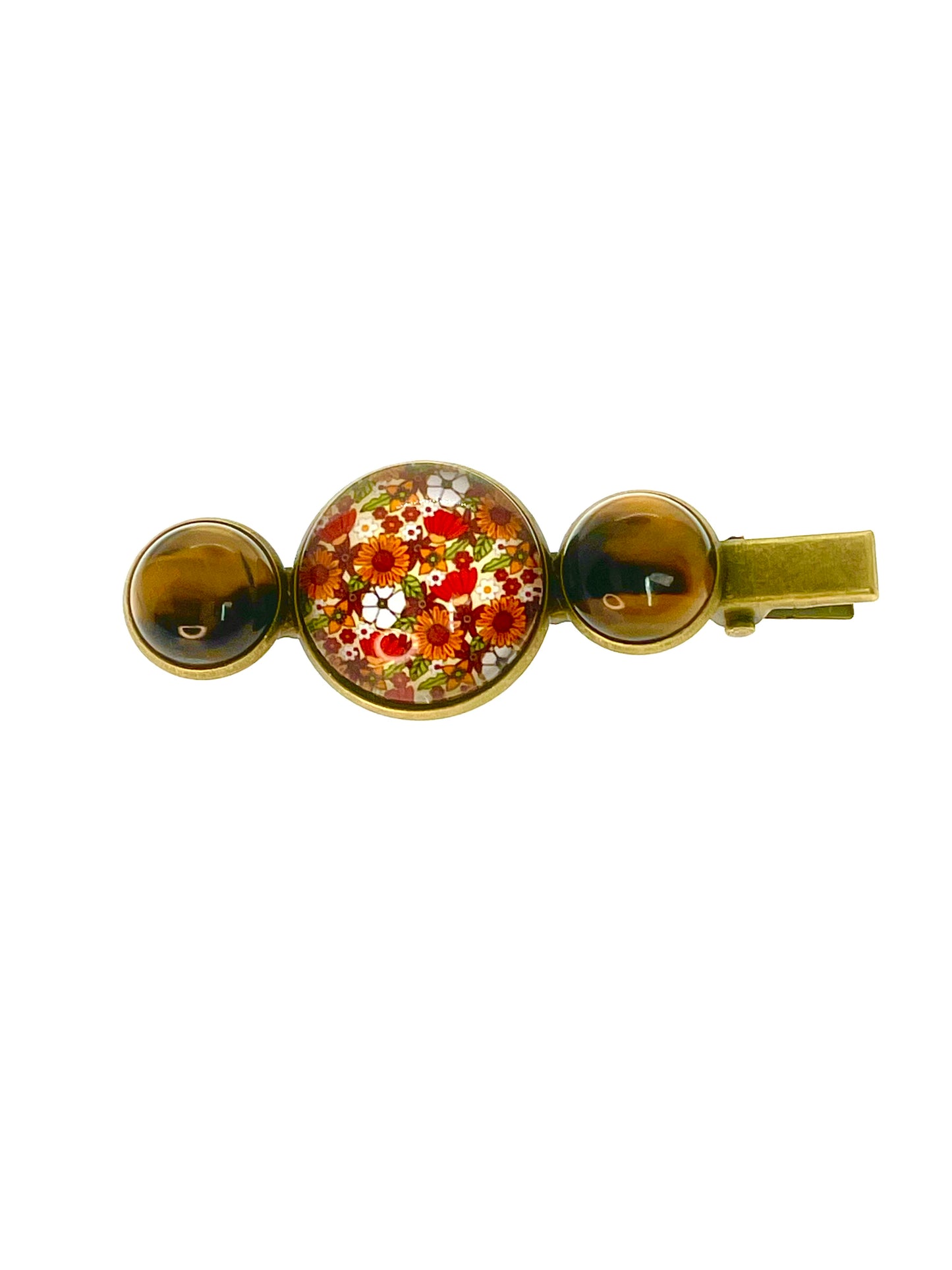 Tiger’s Eye Floral Hair Clip