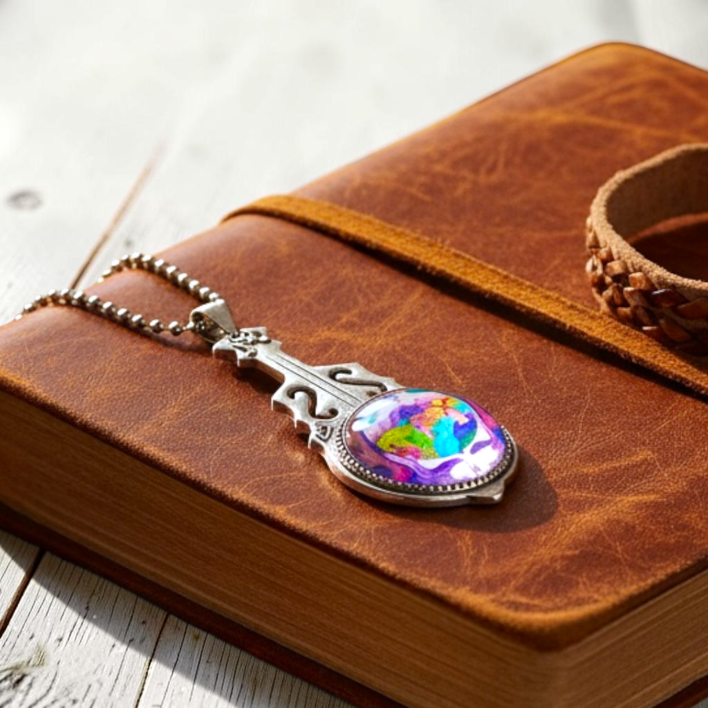 Scenic Stealie Steal Your Face Grateful Dead Inspired, Jerry Garcia Pendant, Deadhead Festival Wear, Psychedelic Classic Rock Music Jewelry