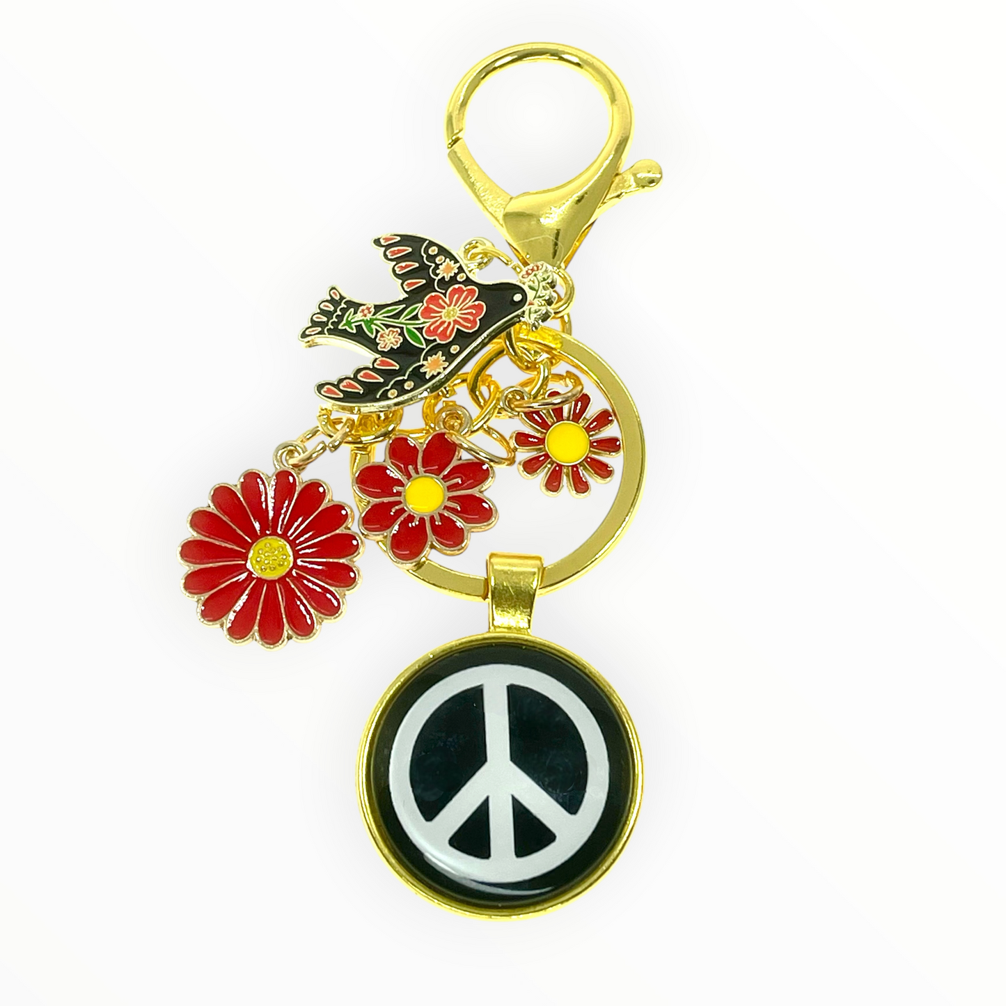 Flower Power Peace Purse Keychain Charm