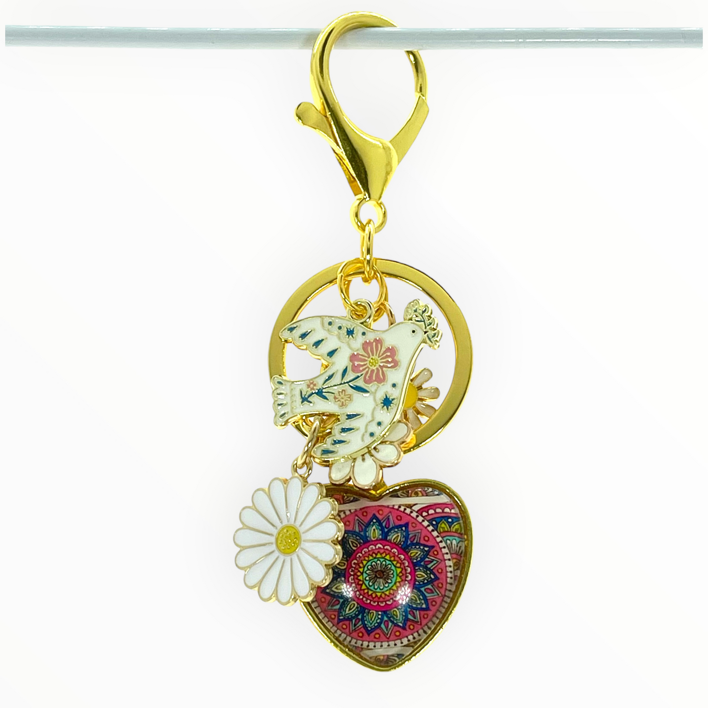 Pink Burst Mandala Purse Charm