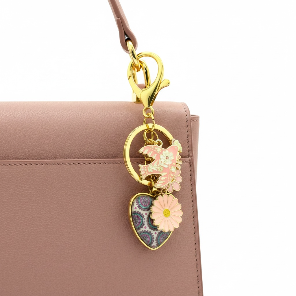 Pink Daisy Daydream Keychain Purse Charm