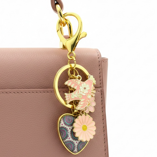 Pink Daisy Daydream Keychain Purse Charm