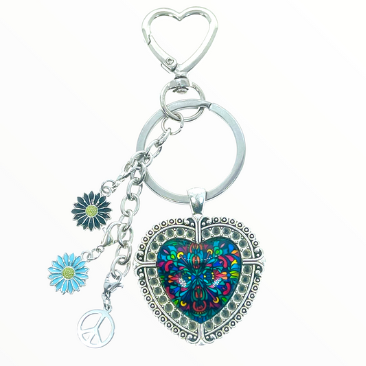 Black Fancy Heart Keychain Purse Charm