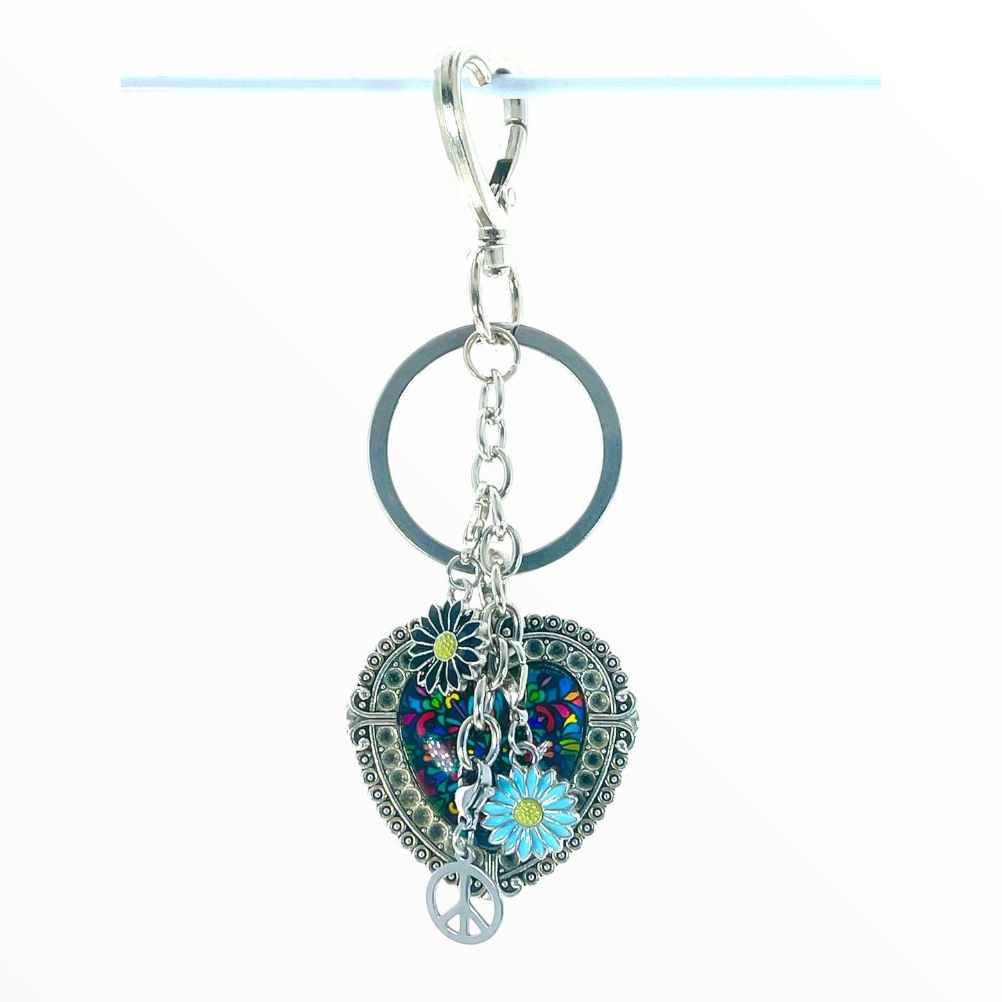 Black Fancy Heart Keychain Purse Charm