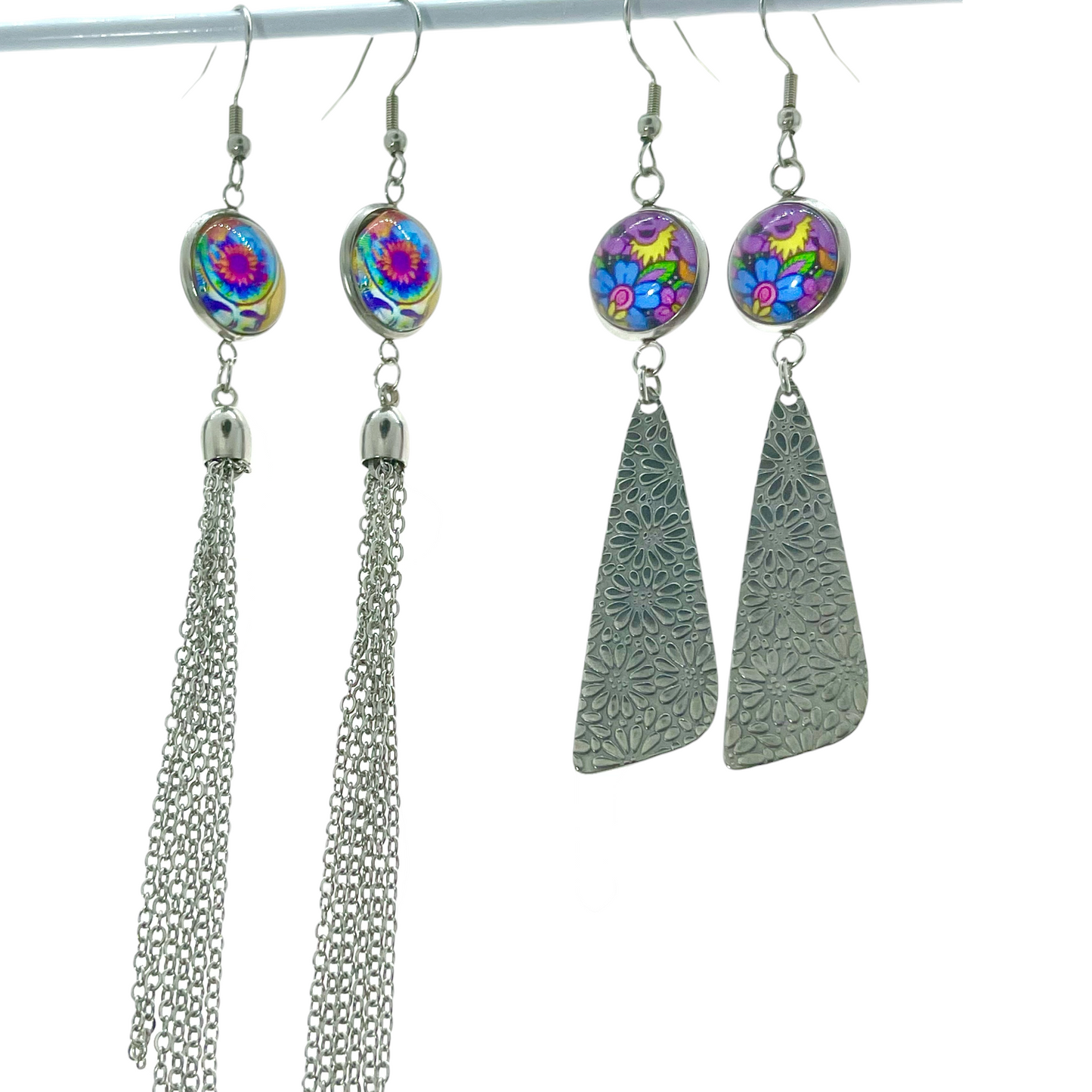 Grateful Dead Inspired Yellow Steal Your Face Tassel Earrings