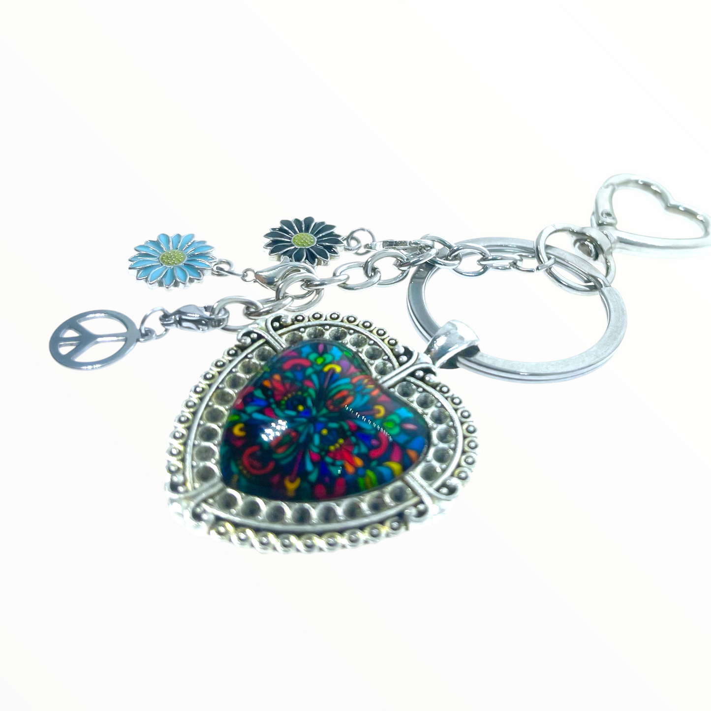 Black Fancy Heart Keychain Purse Charm