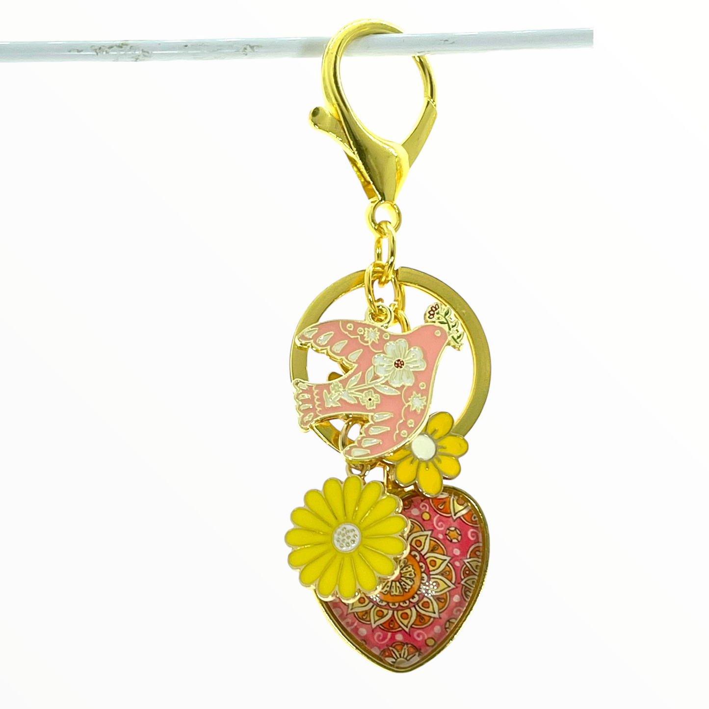 Golden Sunburst Keychain Purse Charm