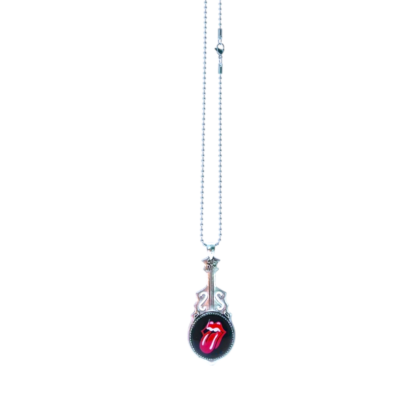 Rolling Stones Inspired Red Tongue Guitar Necklace