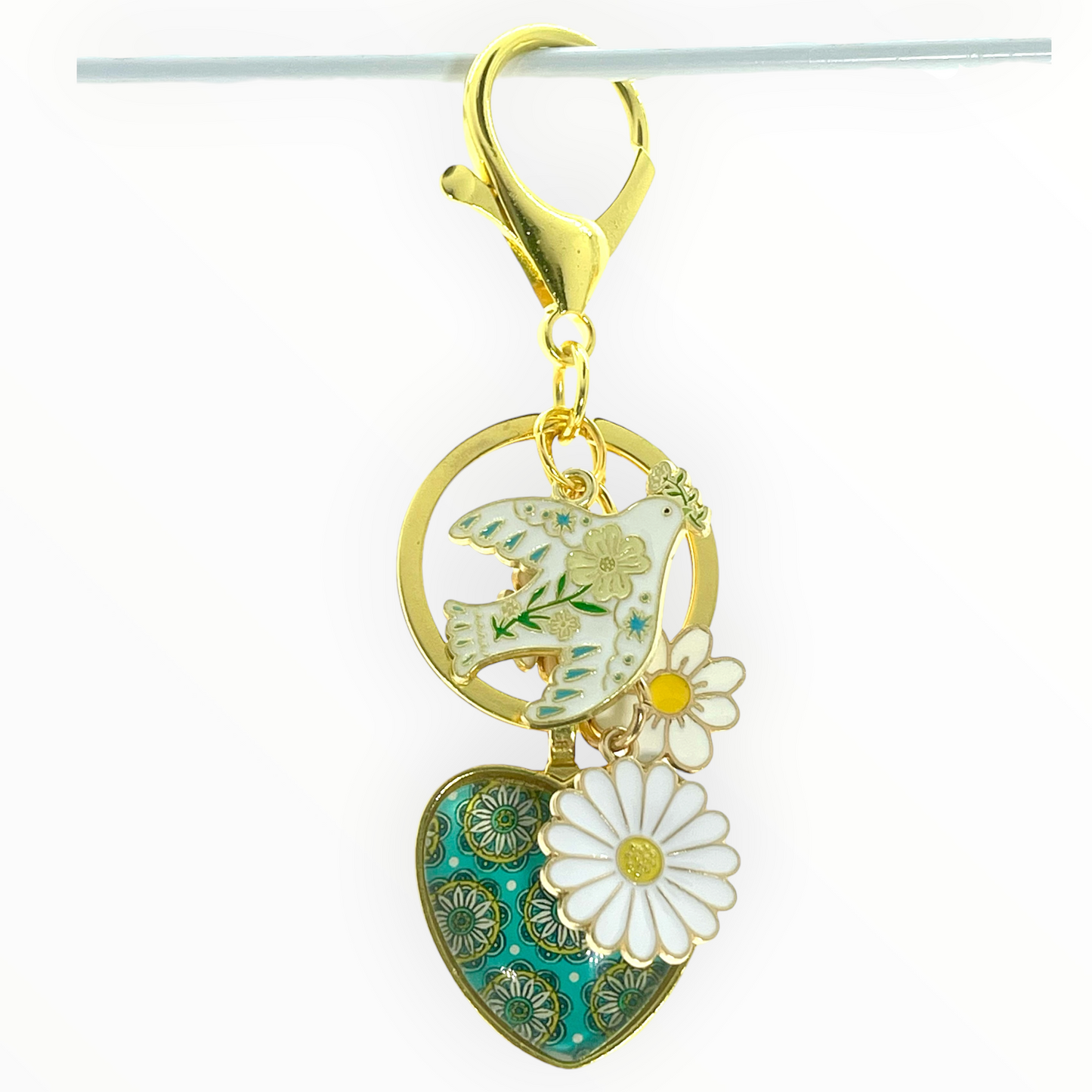 Emerald Boho Bloom Purse Keychain Charm