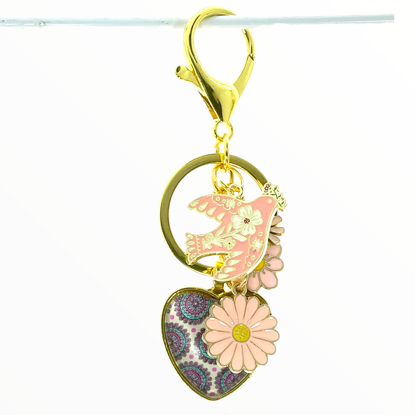 Pink Daisy Daydream Keychain Purse Charm