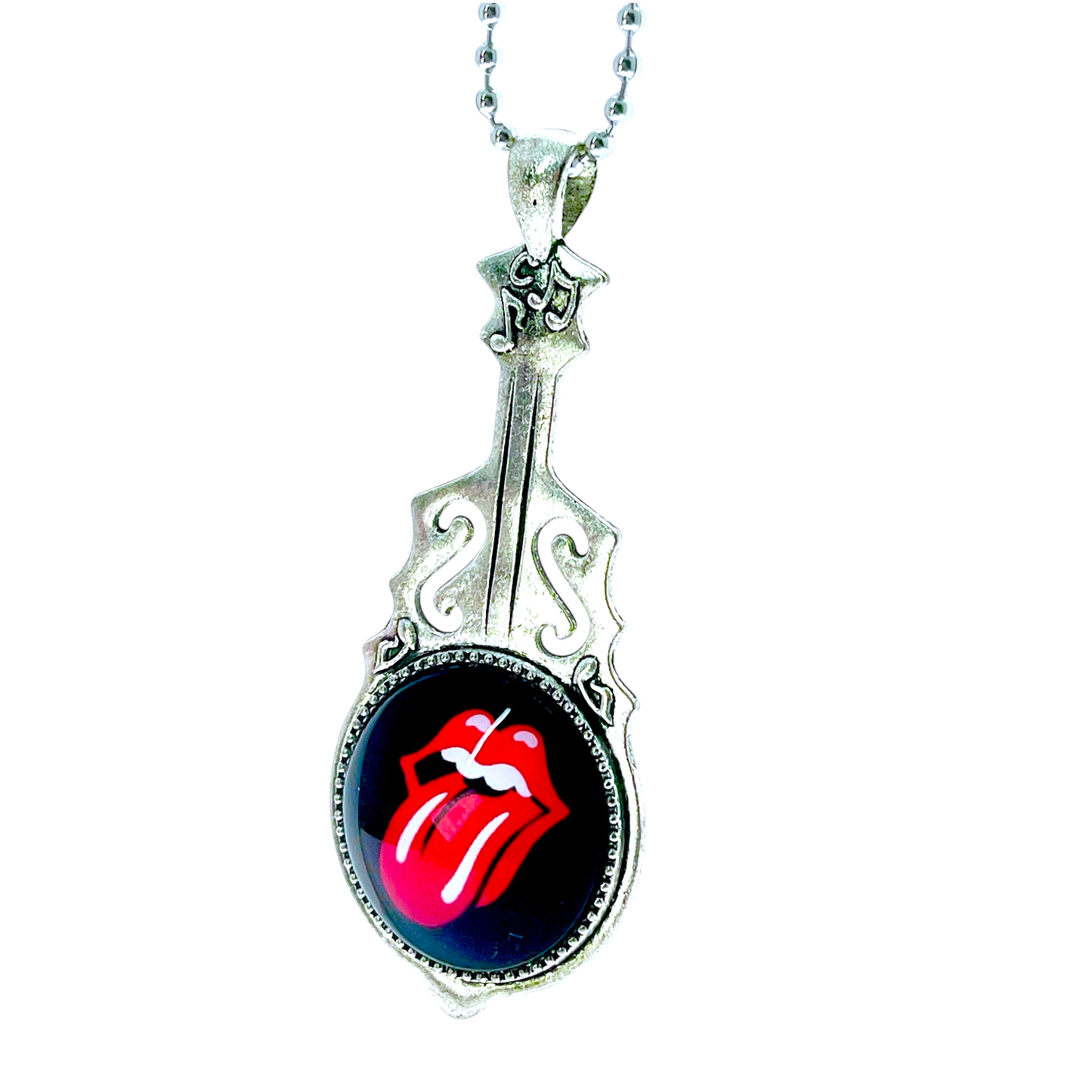 Rolling Stones Inspired Red Tongue Guitar Necklace