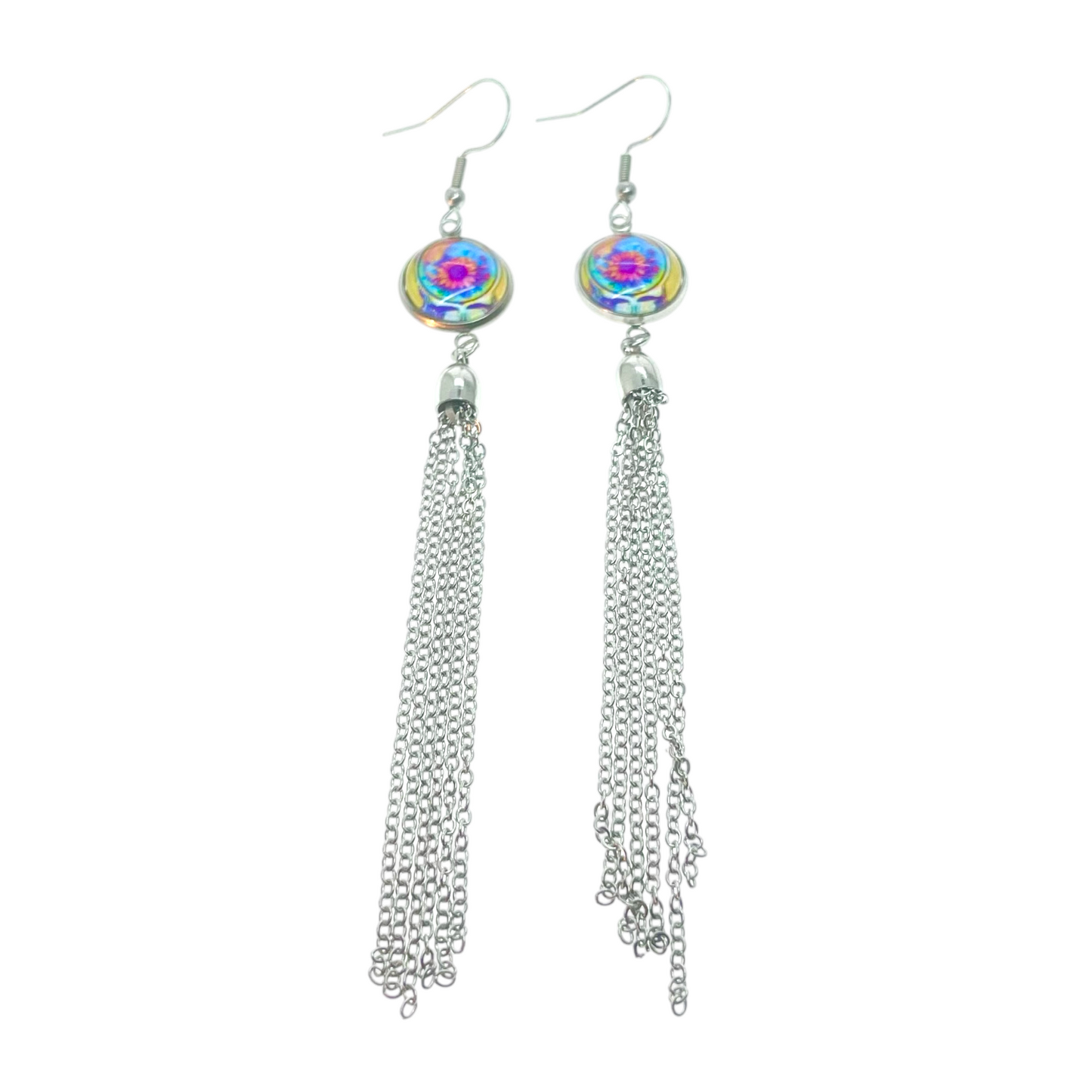Grateful Dead Inspired Yellow Steal Your Face Tassel Earrings