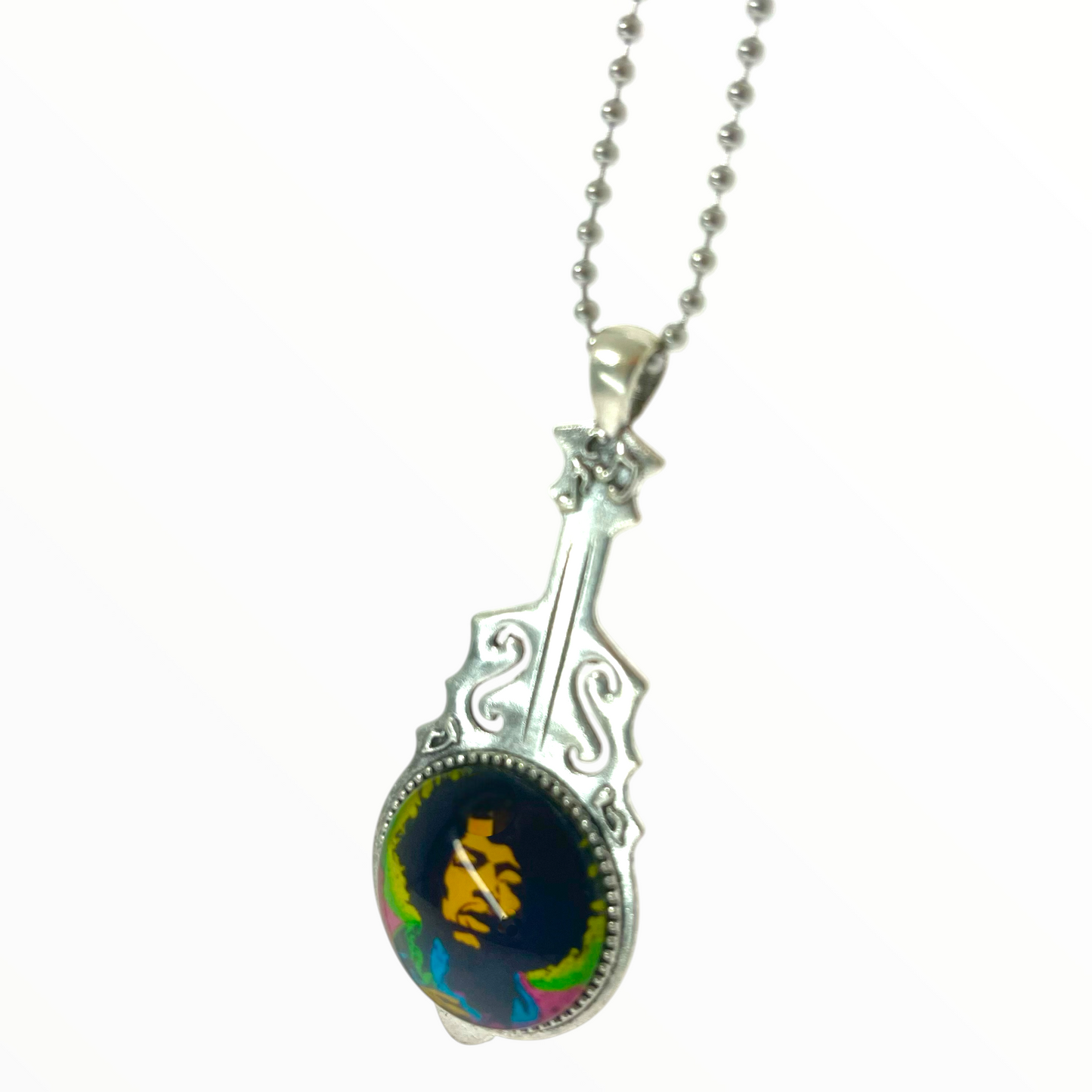 Jimi Hendrix Inspired Psychedelic Guitar Necklace