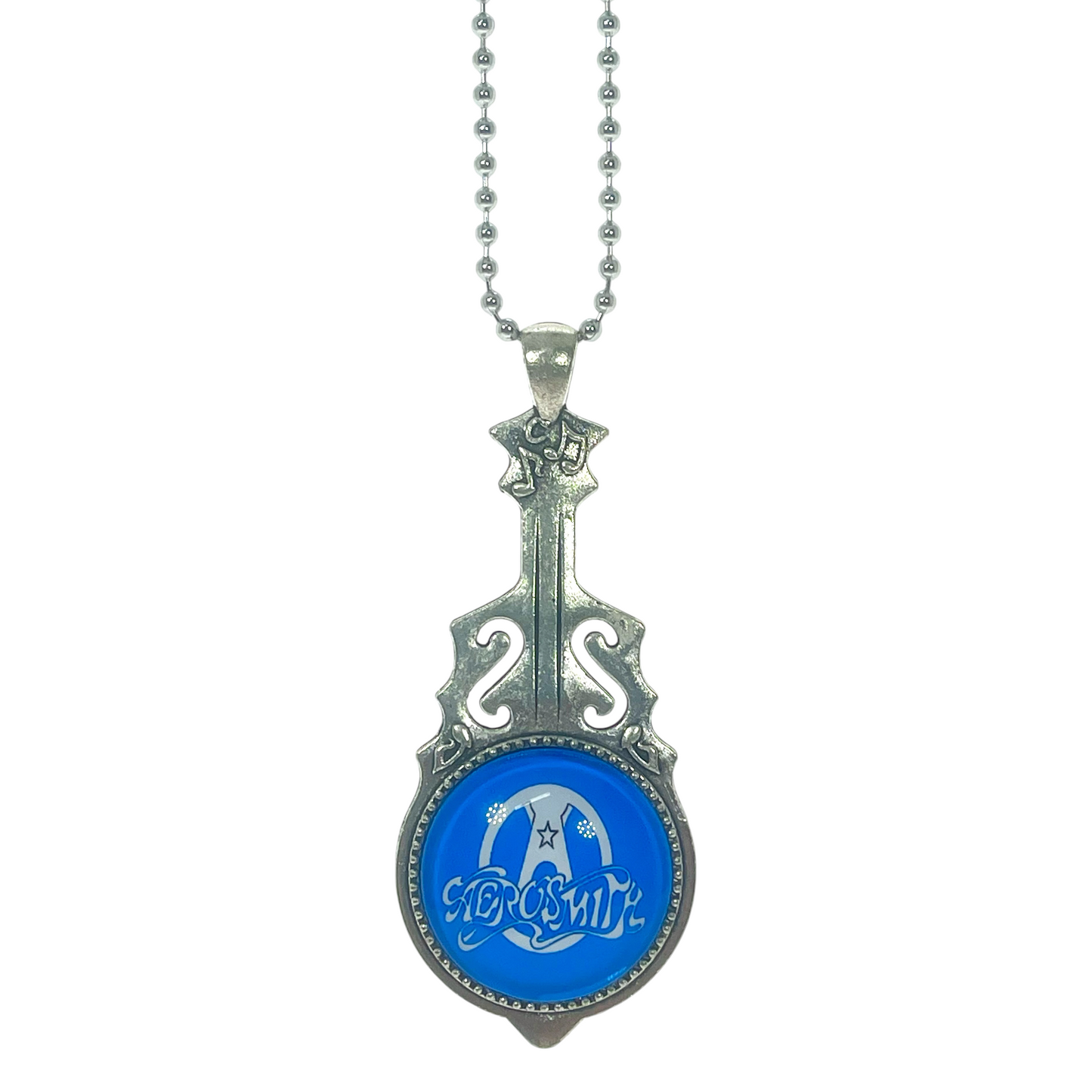 Aerosmith Inspired Blue Guitar Necklace