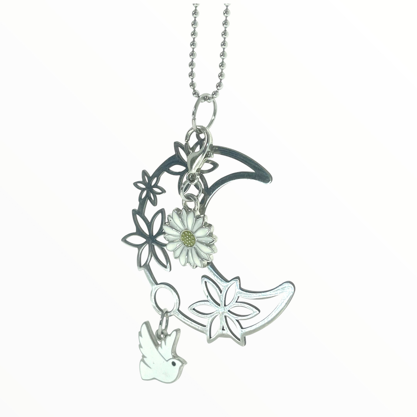 Peace Dove Crescent Moon Necklace
