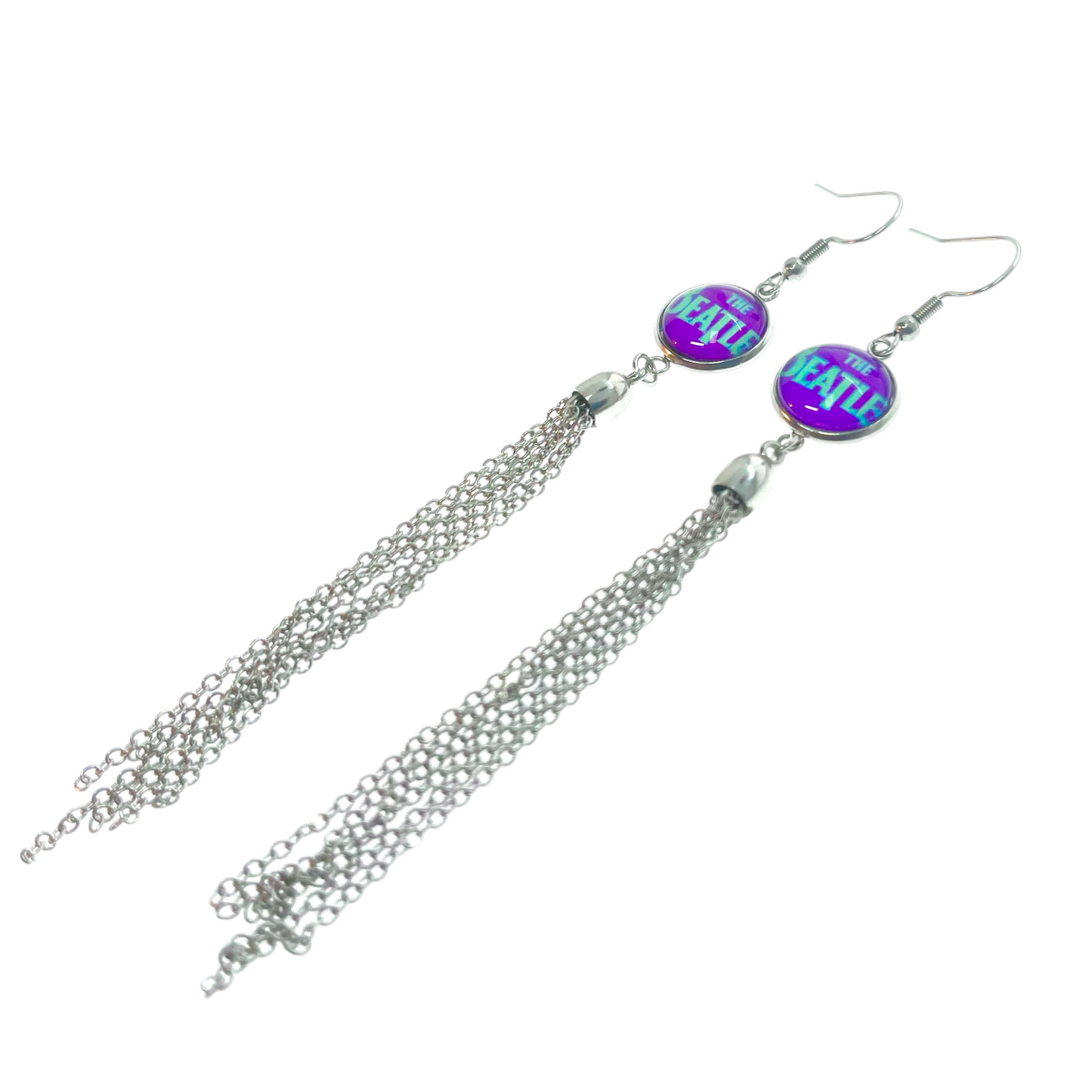The Beatles Inspired Purple Blue Tassel Earrings