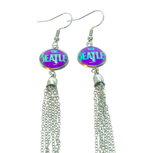 The Beatles Inspired Purple Blue Tassel Earrings