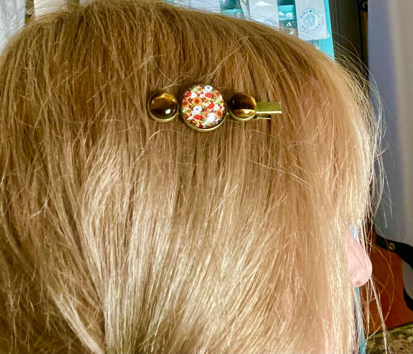Tiger’s Eye Floral Hair Clip