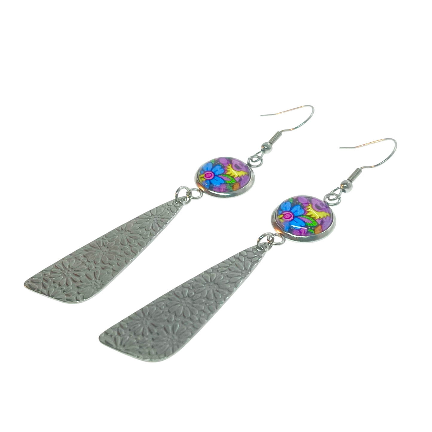 Grateful Dead Inspired Dancing Bear Boho Dangle Daisy Earrings | Handmade Festival Jewelry | Hippie Deadhead Gift