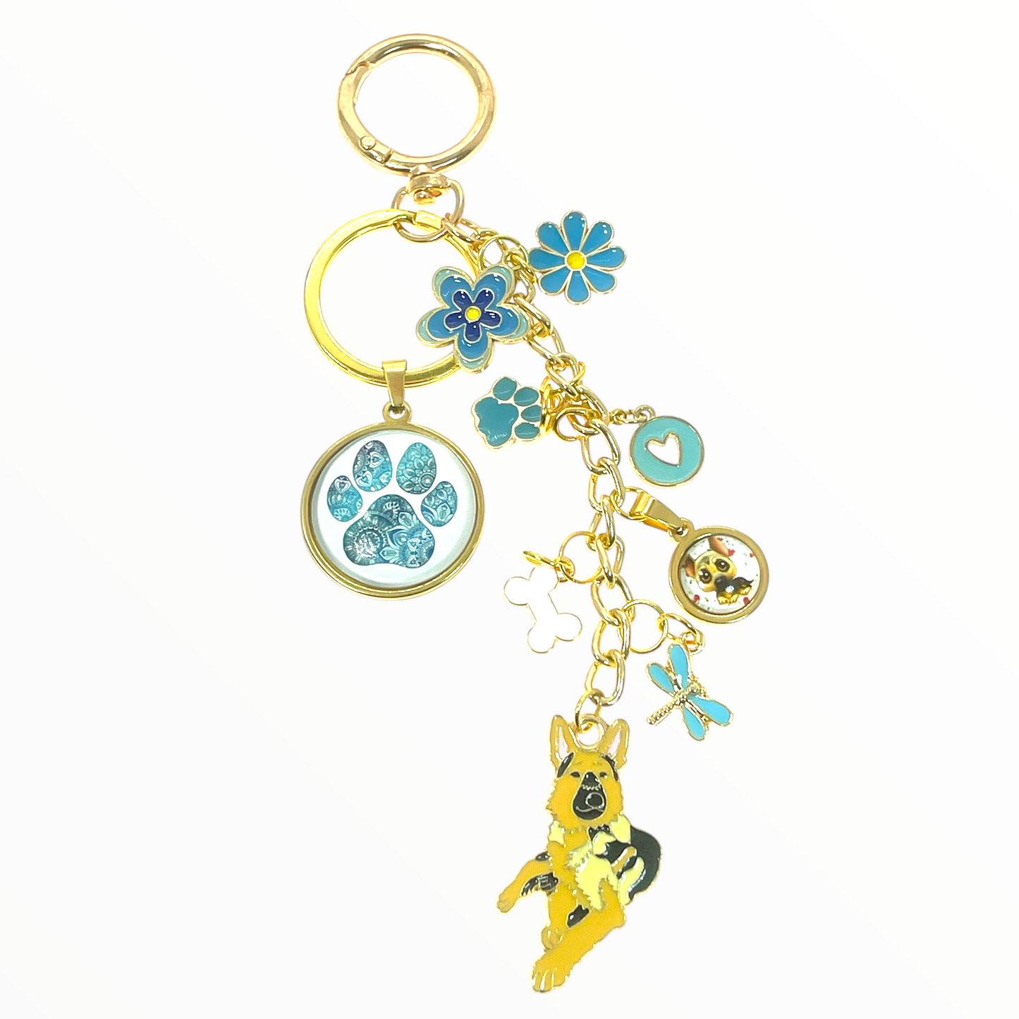 Blue German Shepherd Lover Keychain Purse Charm