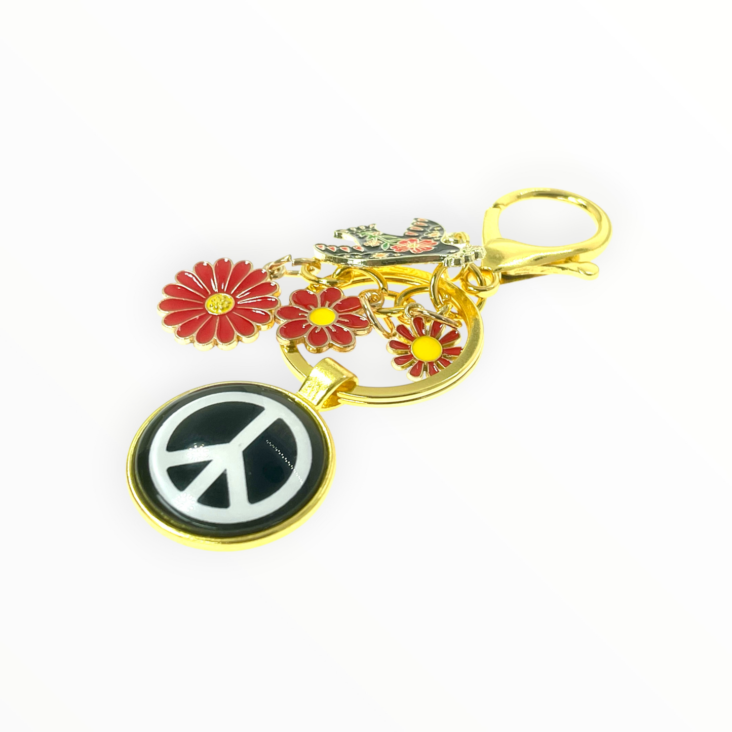 Flower Power Peace Purse Keychain Charm