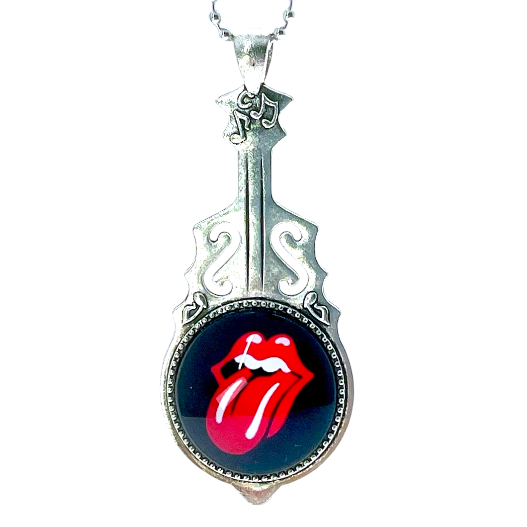Rolling Stones Inspired Red Tongue Guitar Necklace