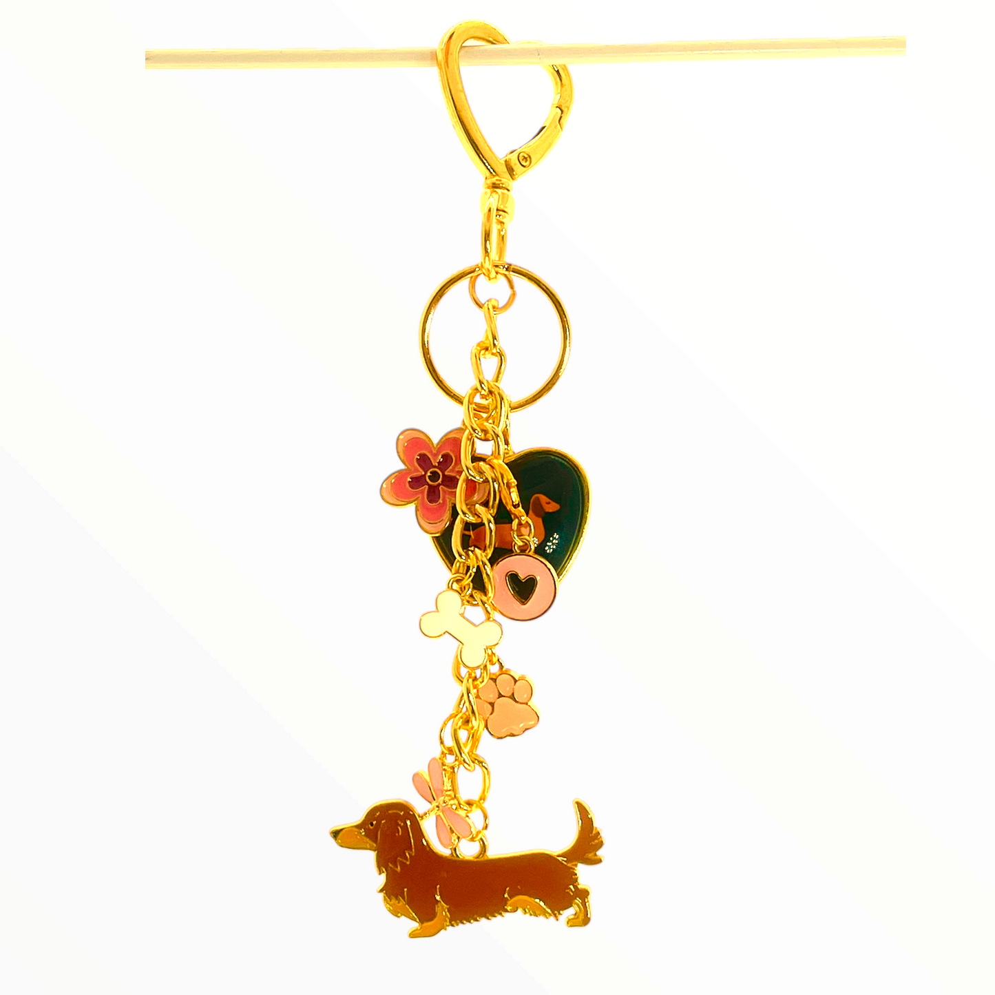 Pink Dachshund Lover Keychain Purse Charm