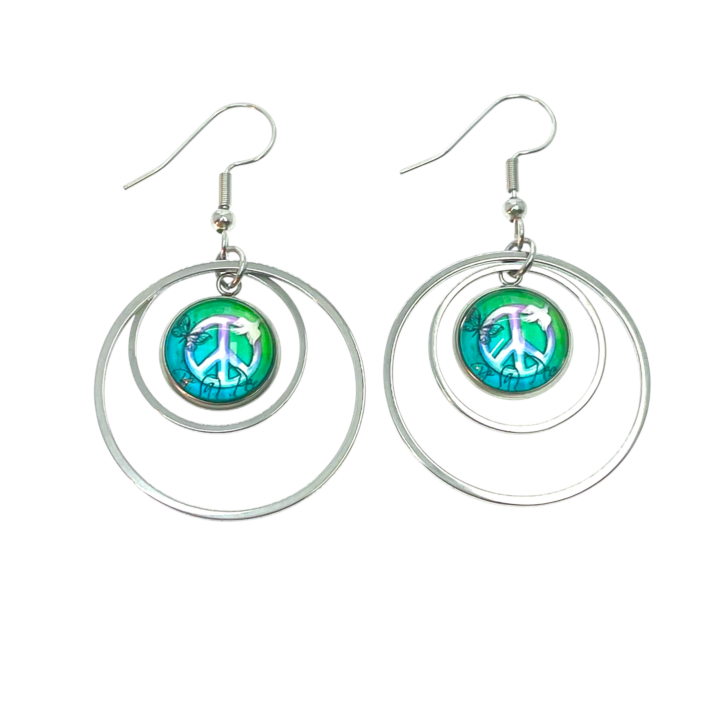 Aqua Peace Double Hoop Earrings