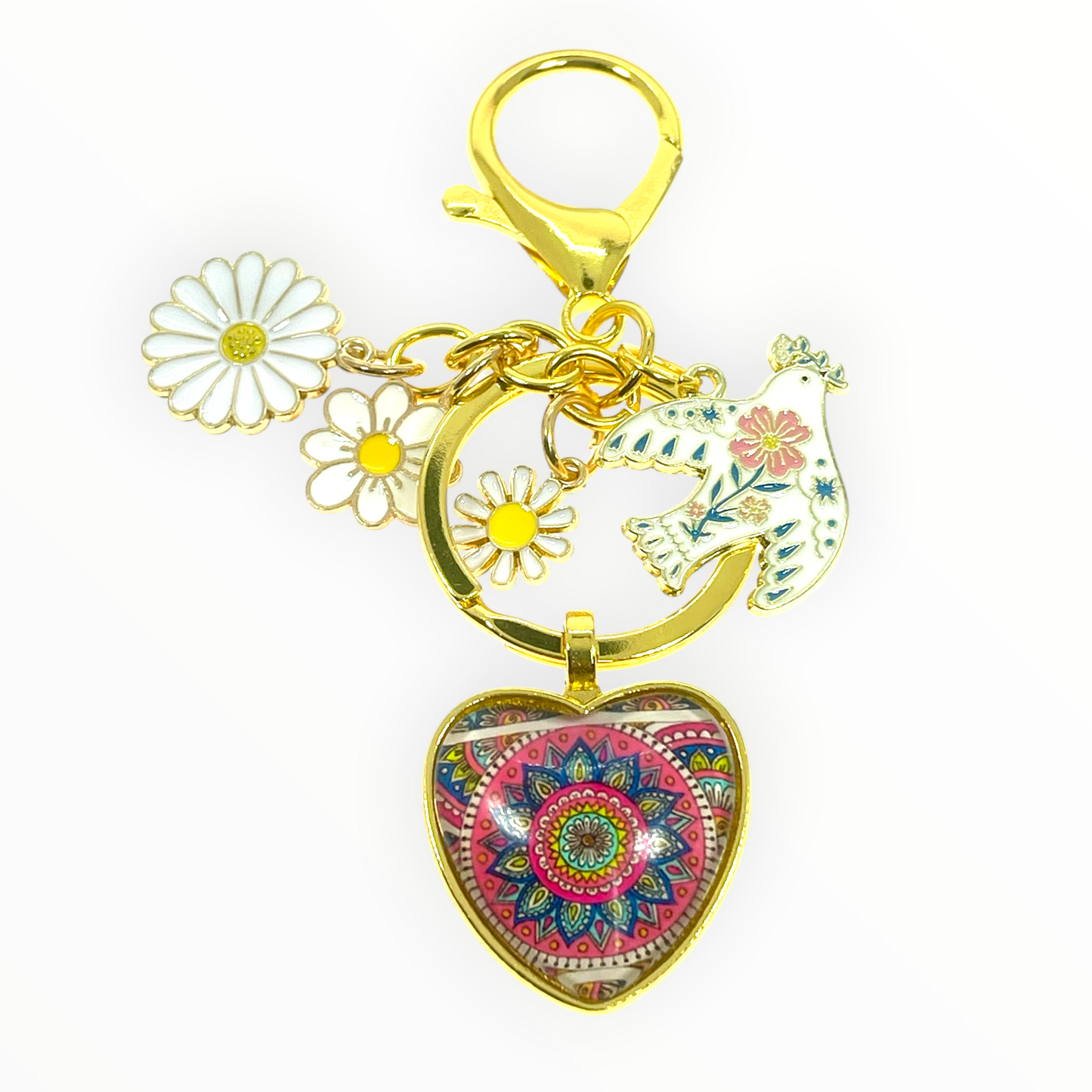 Pink Burst Mandala Purse Charm