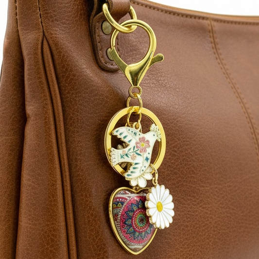 Pink Burst Mandala Purse Charm