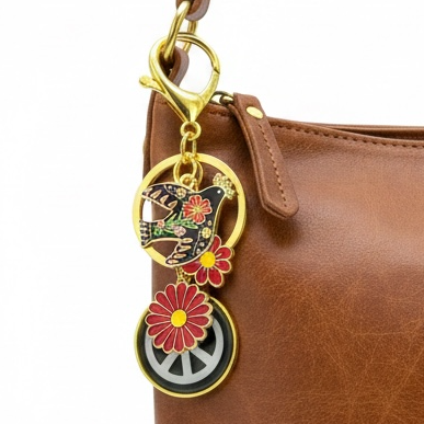 Flower Power Peace Purse Keychain Charm