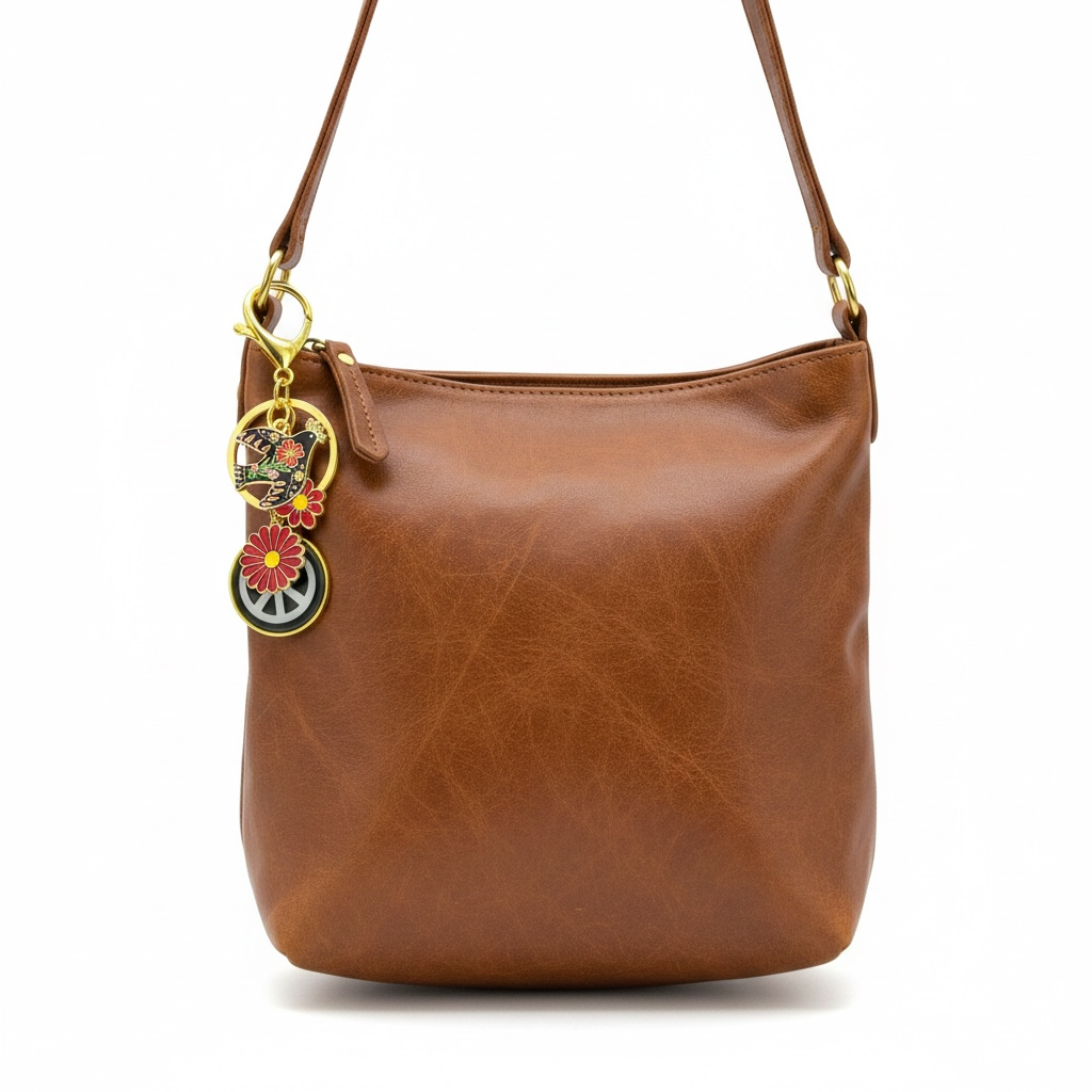 Flower Power Peace Purse Keychain Charm
