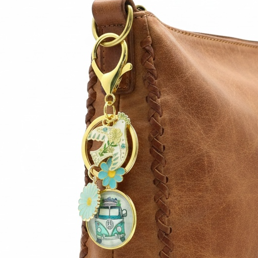 Groovy Bus Keychain Purse Charm