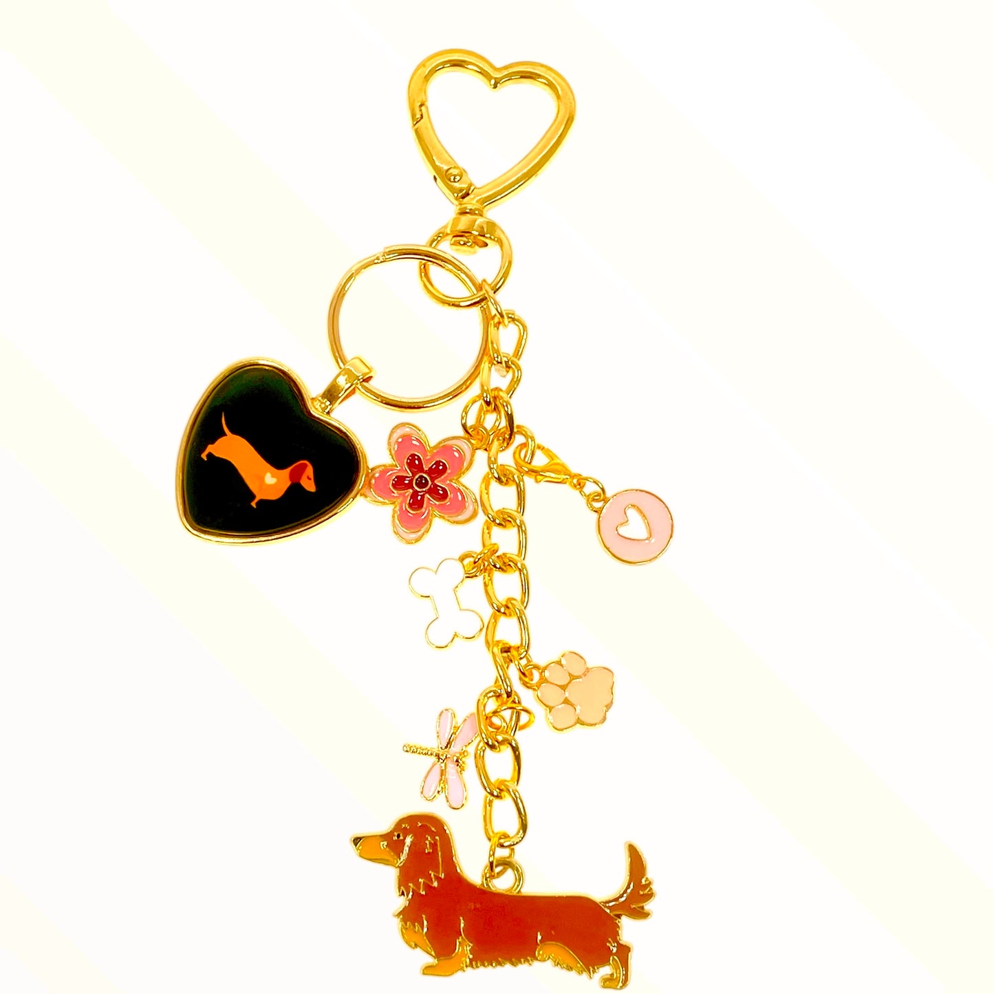Pink Dachshund Lover Keychain Purse Charm