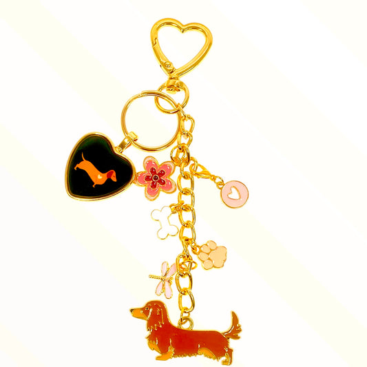 Pink Dachshund Lover Keychain Purse Charm